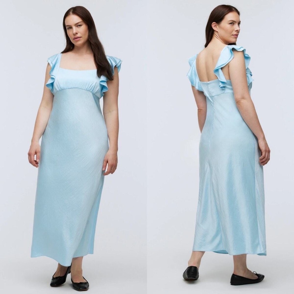 NWT Madewell Flutter-Sleeve Maxi Slip Dress Size 8‎ Romantic